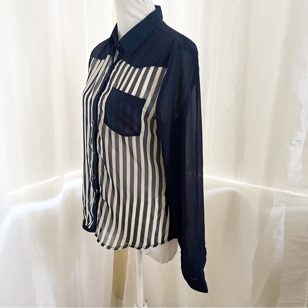 Love Tree Striped Button Down Size Medium - image 7